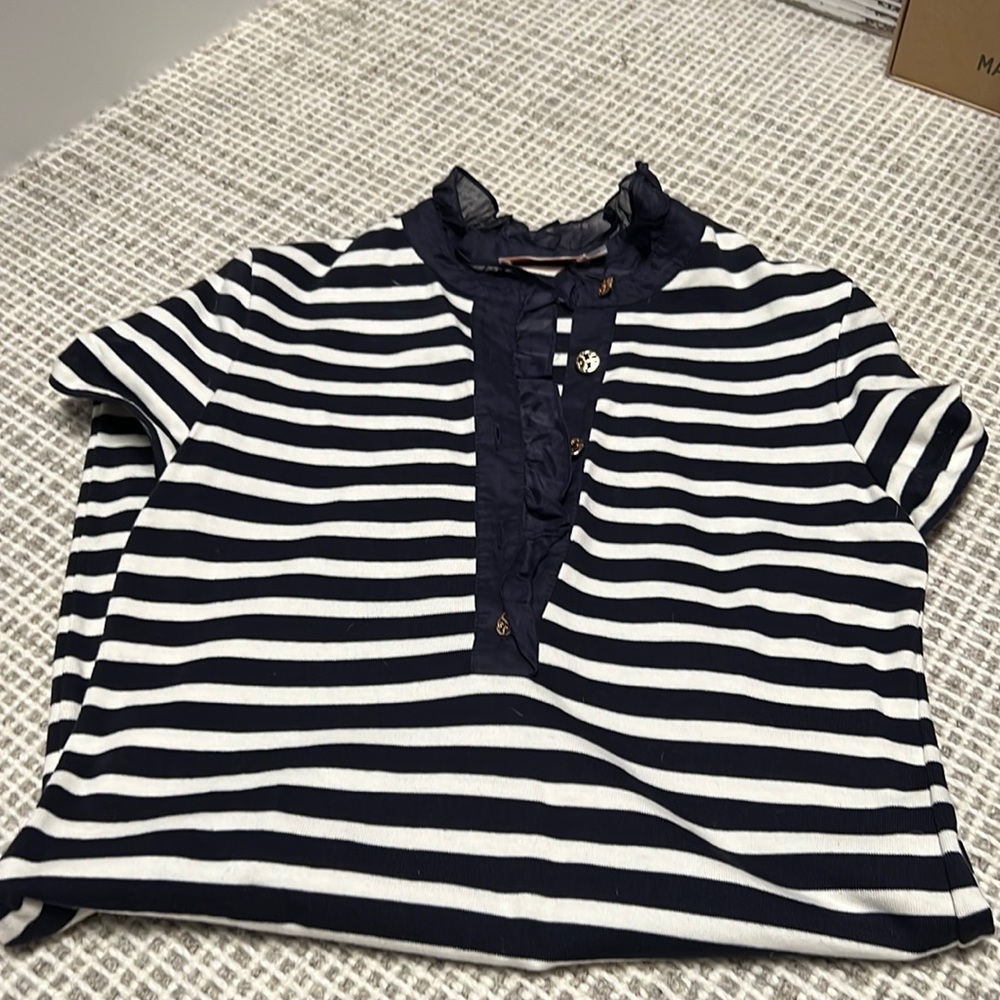 Tory Burch Navy and White Striped Dress